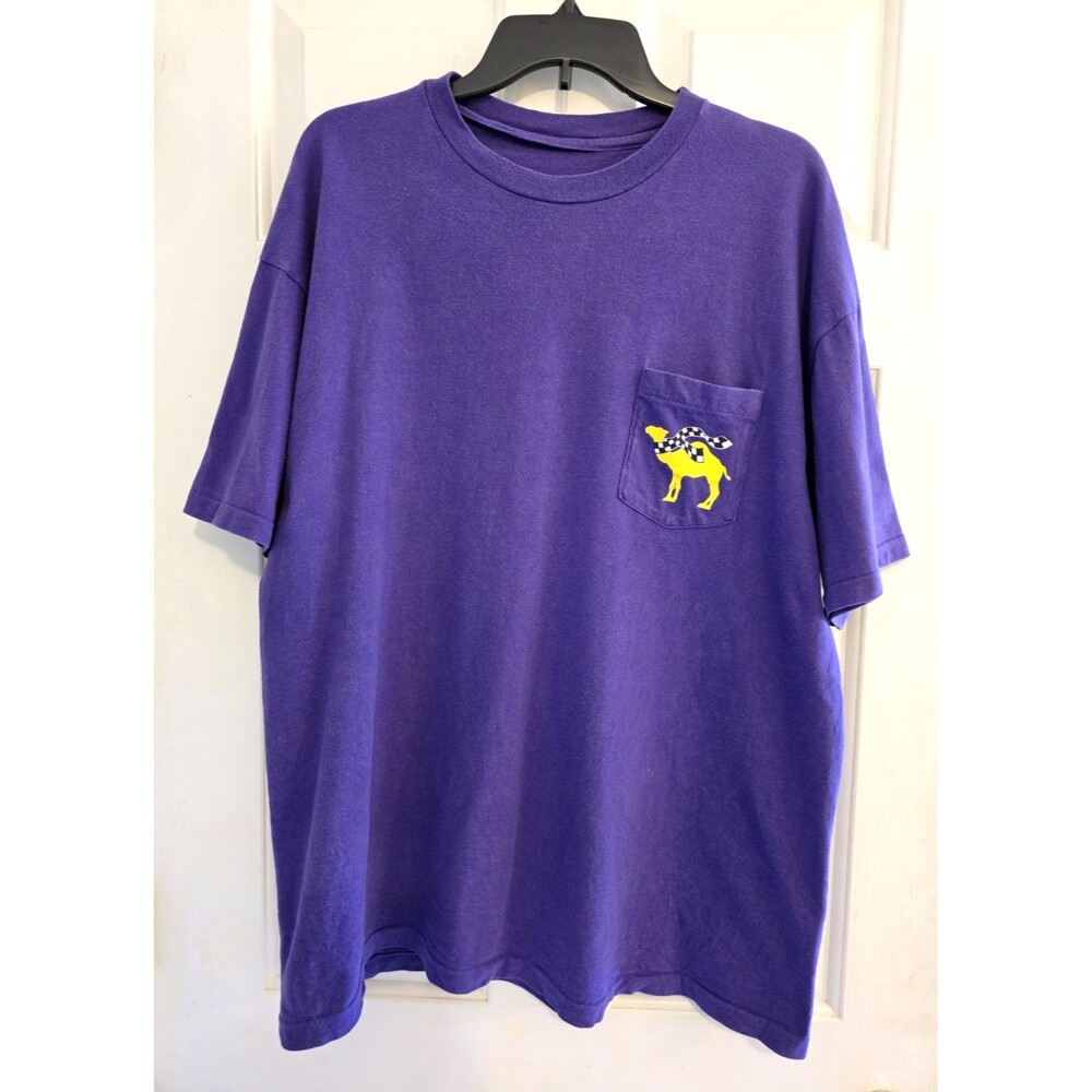 Vintage 90s Joe Camel Smokin' Joe's Racing Purple Pocket T-Shirt Adult XL 1995